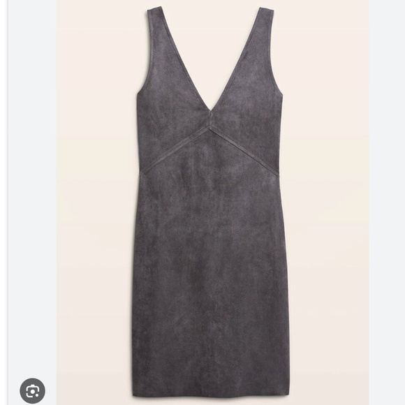 Aritzia Wilfred Free Jones Black Faux Vegan Suede V-Neck Sleeveless Dress Siz 10 - Picture 14 of 14